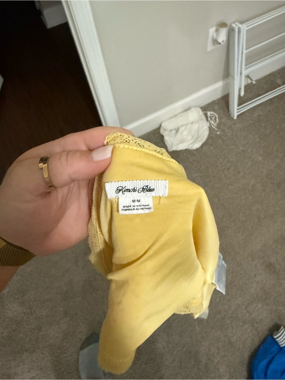 Kimchi Blue Yellow Eyelet Halter Tank with Ribbon Tie - Picture 3 of 3